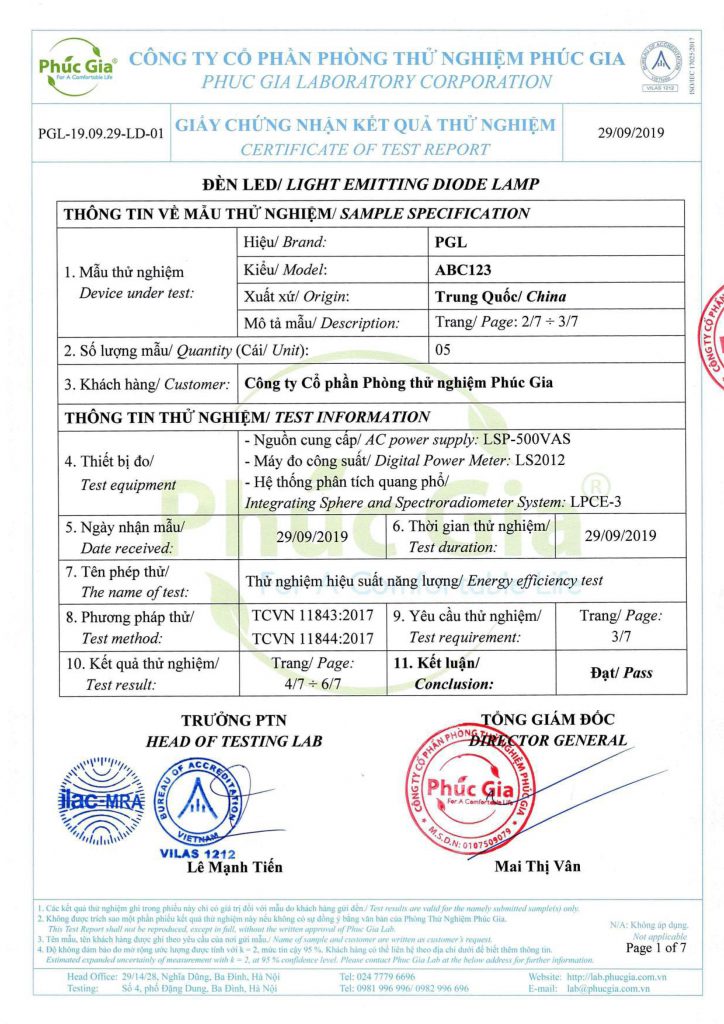 Ket qua thu nghiem den LED