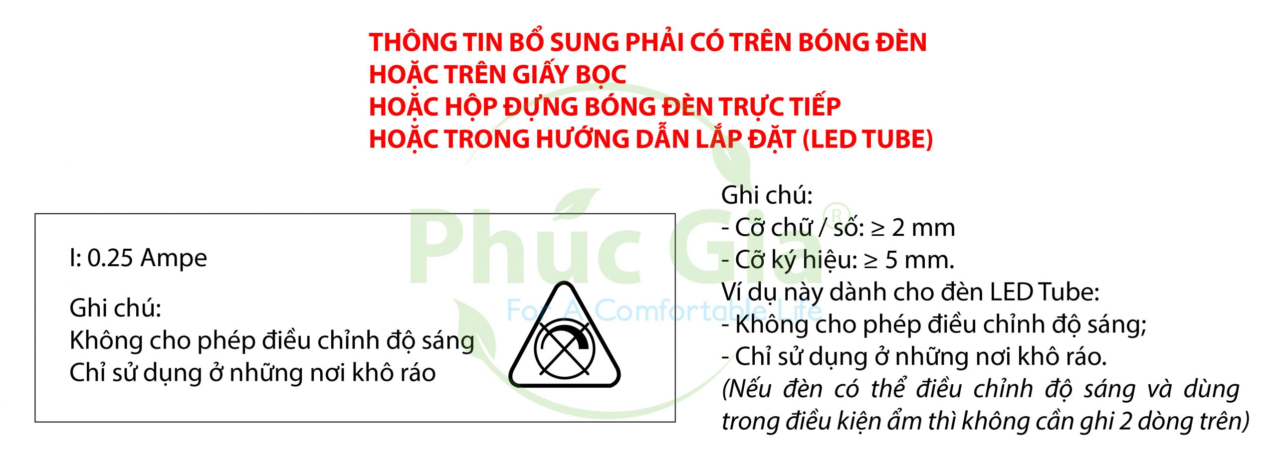 thông tin bổ sung nhãn đèn LED Tube