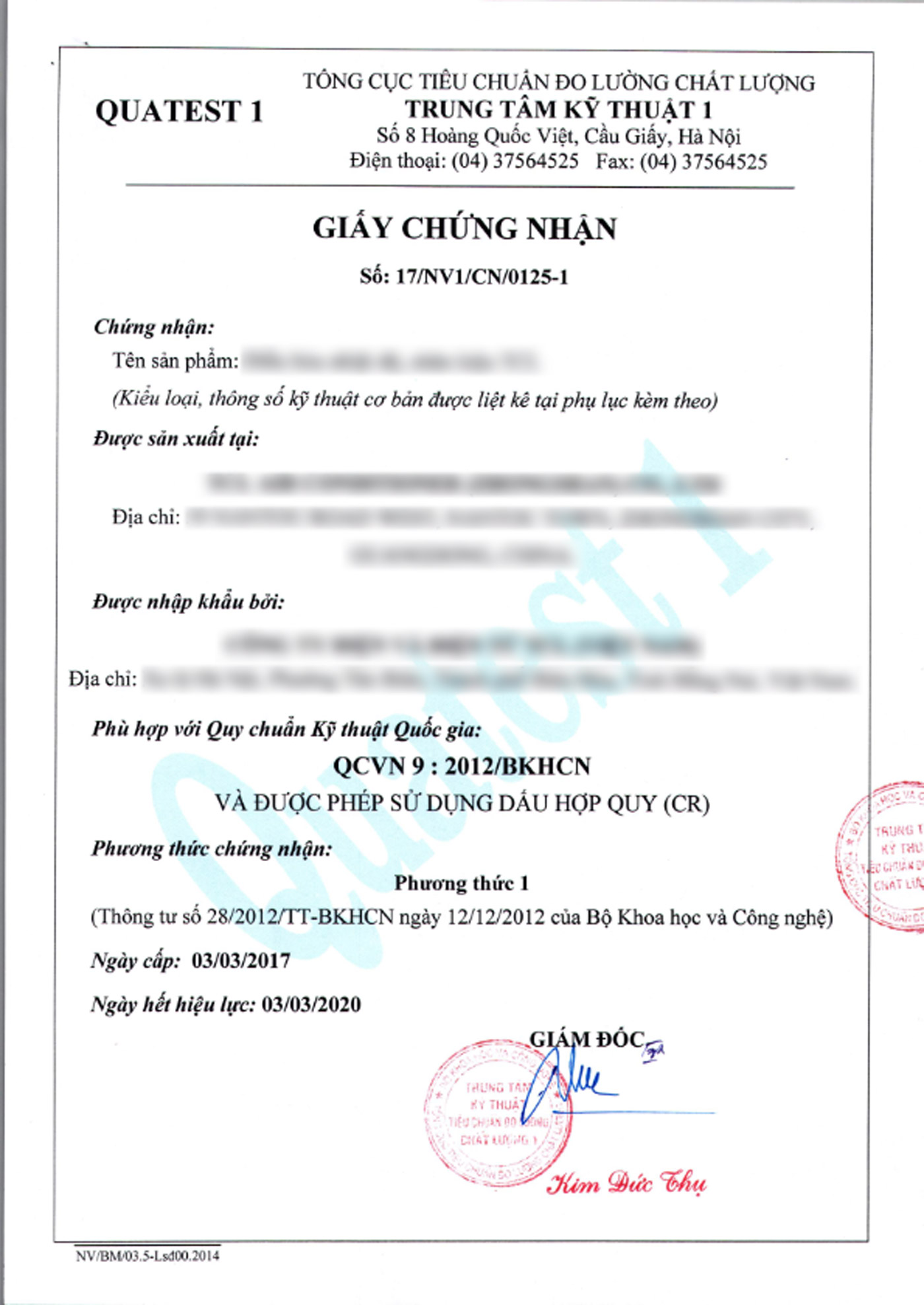 Kết Quả Chứng Nhận