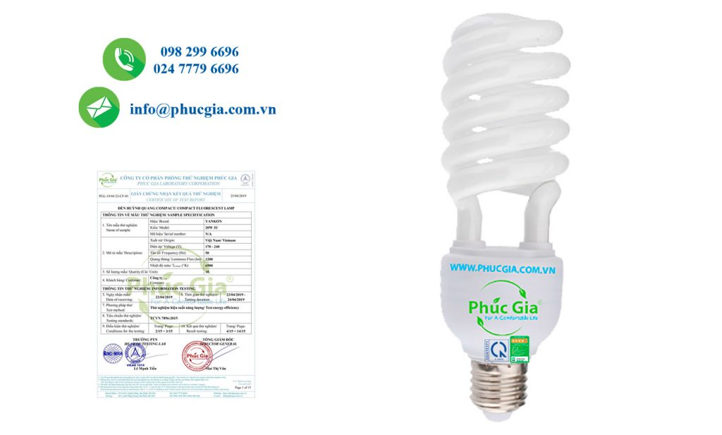 Kết quả thử nghiệm HSNL đèn huỳnh quang Compact