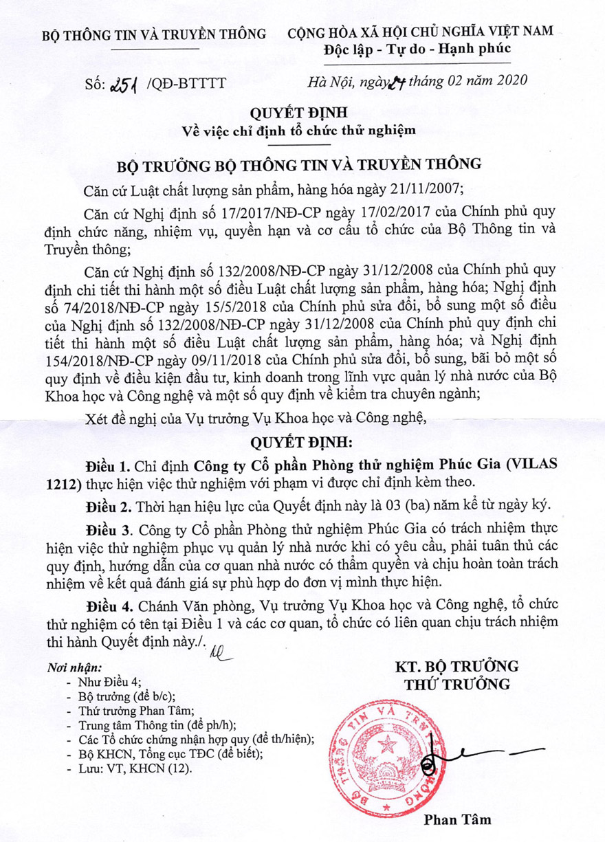 quyet dinh ve viec chi dinh to chuc thu nghiem