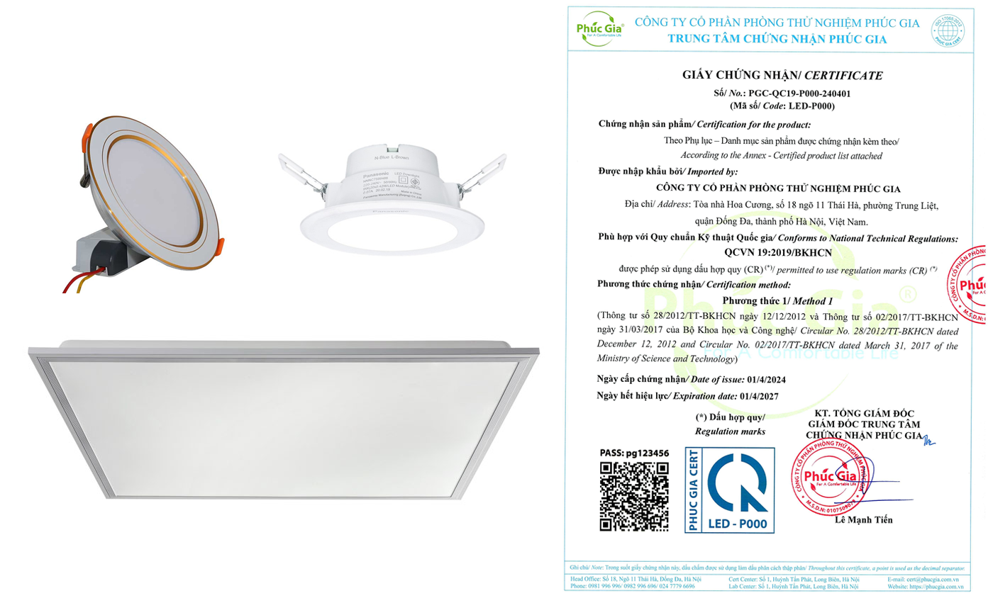 Giấy Chứng Nhận Sản Phẩm Đèn LED Cố Định Lắp Chìm Theo QCVN 19:2019/BKHCN