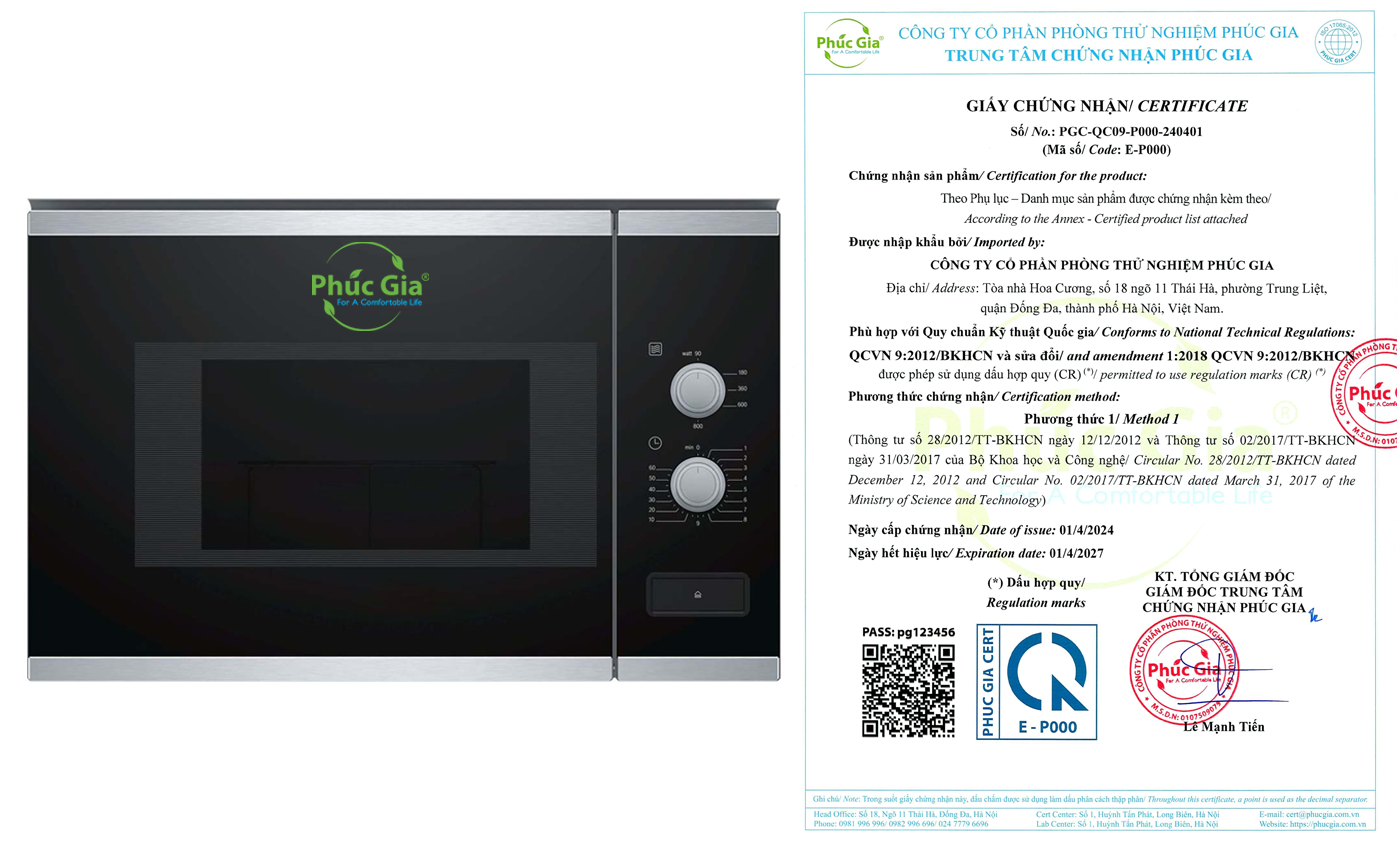 Giấy Chứng Nhận Sản Phẩm Lò Vi Sóng Theo QCVN 09:2012/BKHCN