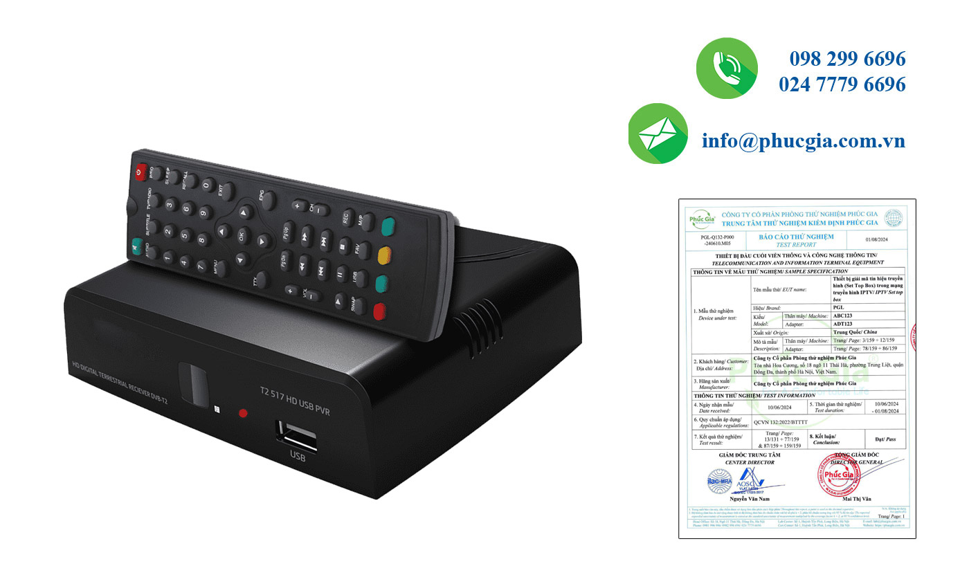 Kết Quả Thử Nghiệm Thiết Bị Giải Mã Tín Hiệu Truyền Hình (Set Top Box) Theo QCVN 132:2022/BTTTT