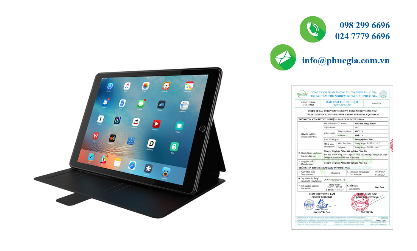 Kết Quả Thử Nghiệm Máy tính bảng (Tablet) Theo QCVN 132:2022/BTTTT